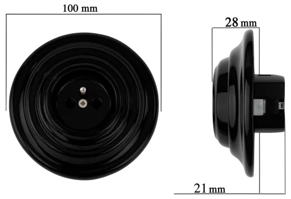 Bohemia-Design - Presa domestica retrò in porcellana con cornice 250V/16A nera