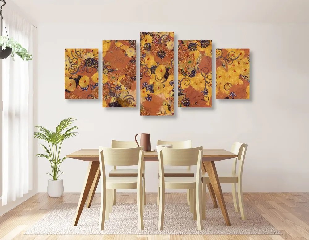 Quadri 5 pezzi – Astrazione ispirata a G. Klimt