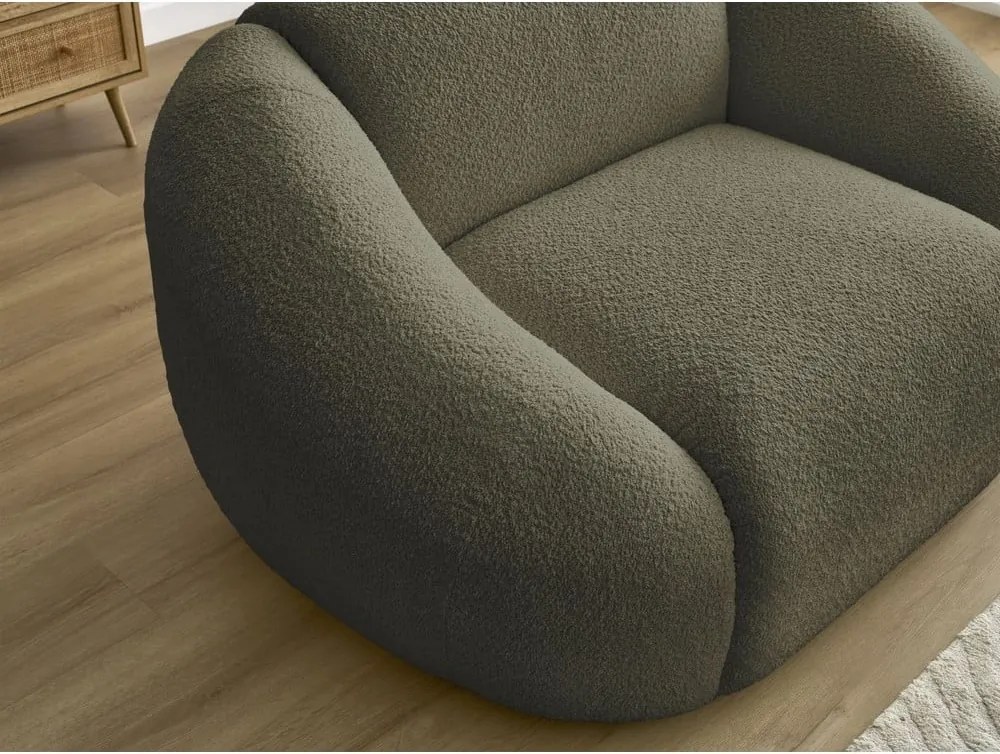 Poltrona verde con rivestimento in bouclé Tina – Bobochic Paris