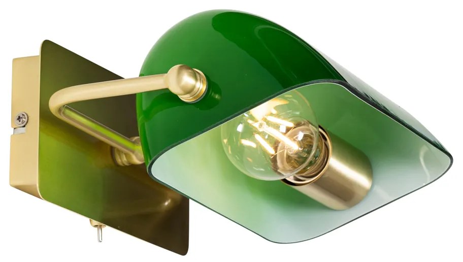 Applique da parete classica in ottone con vetro verde - Banker