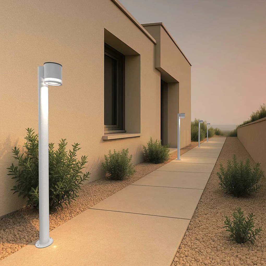 Paletto da Giardino Solare Bianco da 100cm IP54 in Alluminio Colore Bianco Naturale 4.000K