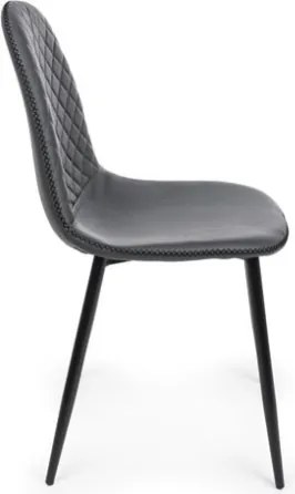 Sedie Da Interno Imbottite In Similpelle Grigio Gambe Nere Amanda PU Bizzotto - 4 Pz