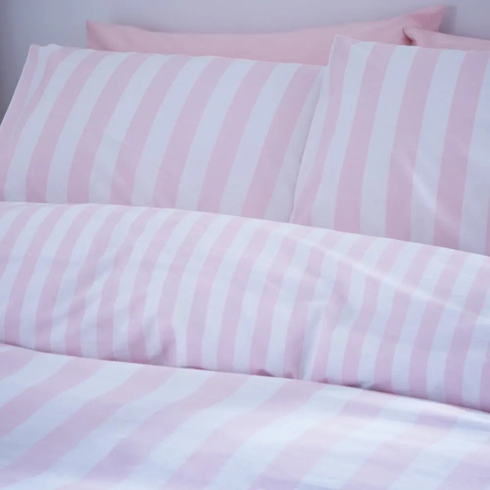 Set copripiumino e federa bianco e rosa per letto matrimoniale e per letto esteso 230x220 cm Stripe Tease – Sassy B