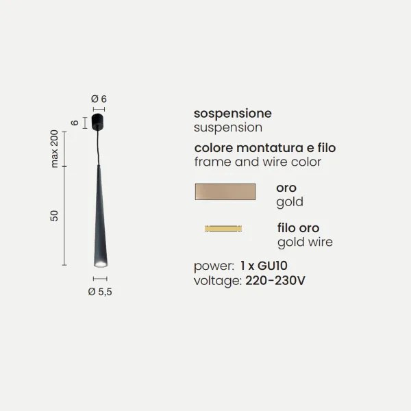 Lampada a sospensione NOA D6 cm alluminio verniciato a polvere Oro - Grande