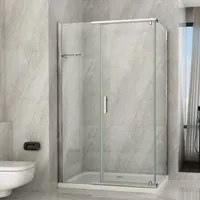 Box doccia 2 lati battente interna ed esterna trasparente 8mm h195 hero, dimensioni 90x80