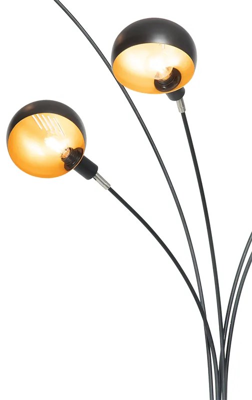 Lampada da terra di design nera con oro 5 luci - Sixties Marmo