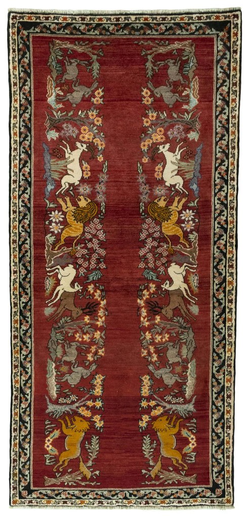 Gabbeh Tappeto 120x260 Rosso (Iran) Annodato A Mano
