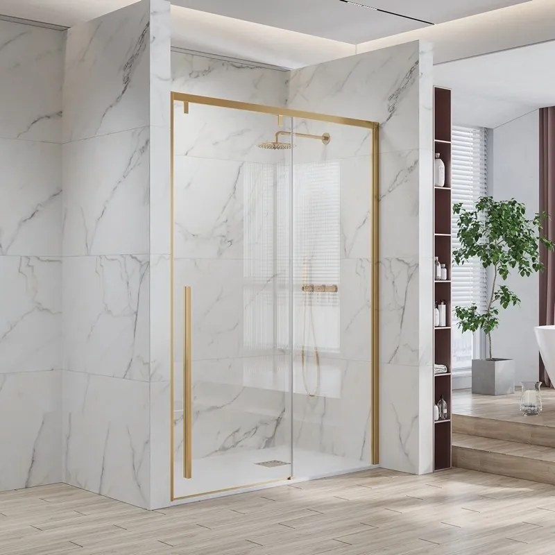 Doccia nicchia oro spazzolato 140cm scorrevole altezza 200cm | KSA4000G - KAMALU