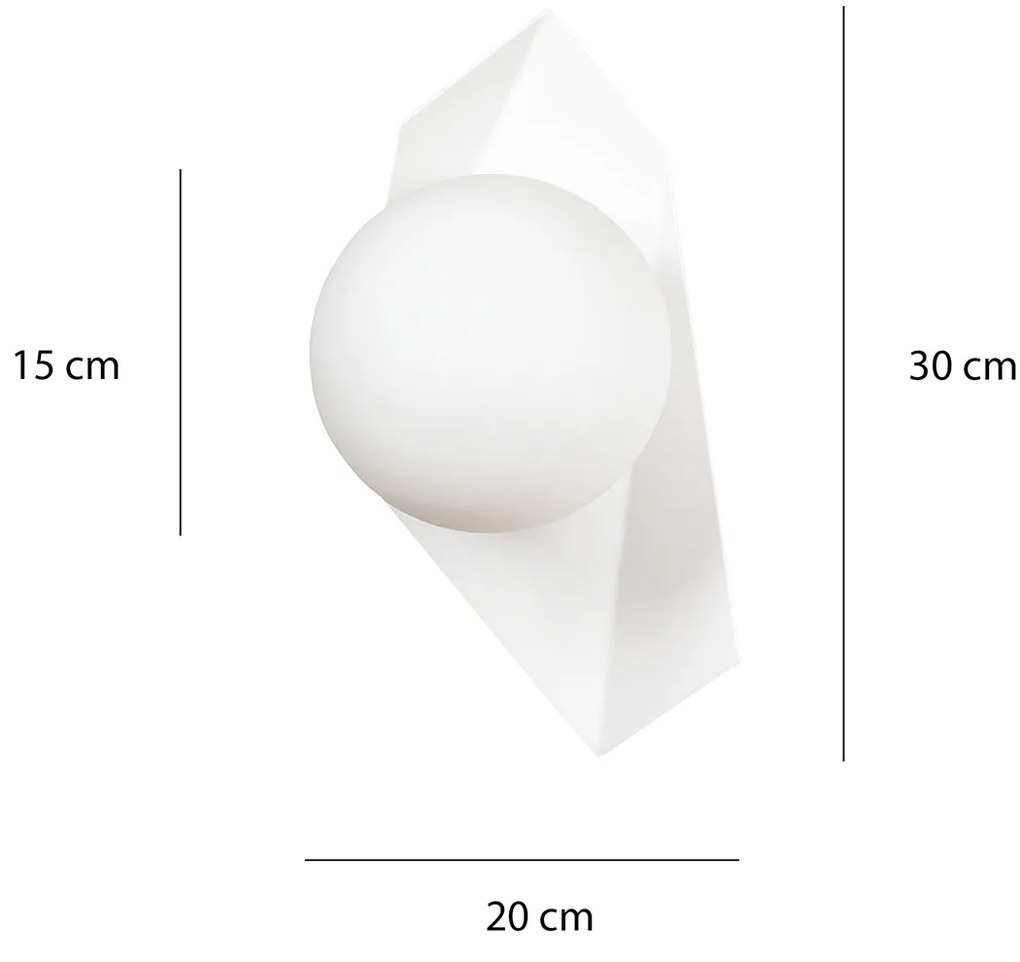 Applique Moderna 1 Luce Parvati In Acciaio Bianco E Sfera Vetro Opalino