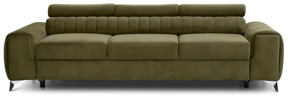 Divano color kaki allungabile e rivestimento in velluto 261 cm Laurence – ELTAP