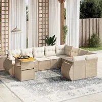 Set Divano da Giardino 10 pz con Cuscini Beige in Polyrattan 3272360