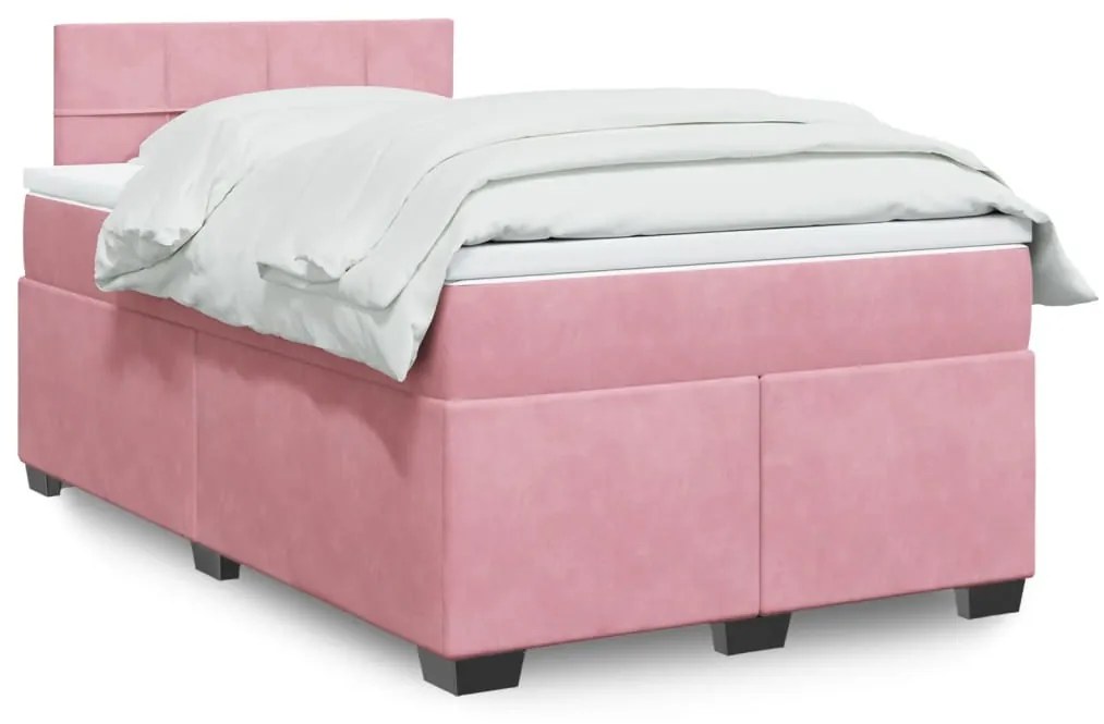 Giroletto A Molle Con Materasso Rosa 120x200 Cm İn Velluto /