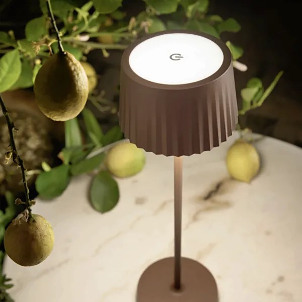 Lampada da tavolo LED 12x38 cm senza fili ricaricabile USB touch MACAO Corten