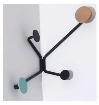 Appendiabiti angolare nero con dettaglio verde menta Hook - Gazzda