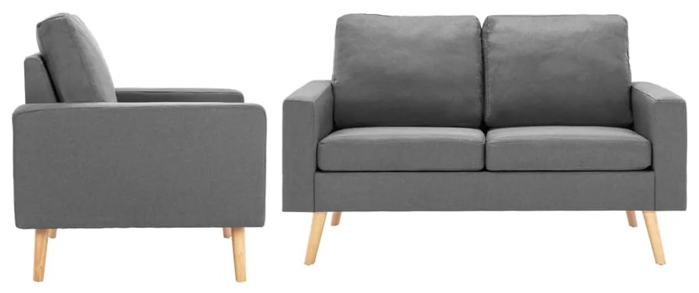 Set Di Divani 2 Pz İn Tessuto Grigio Chiaro /