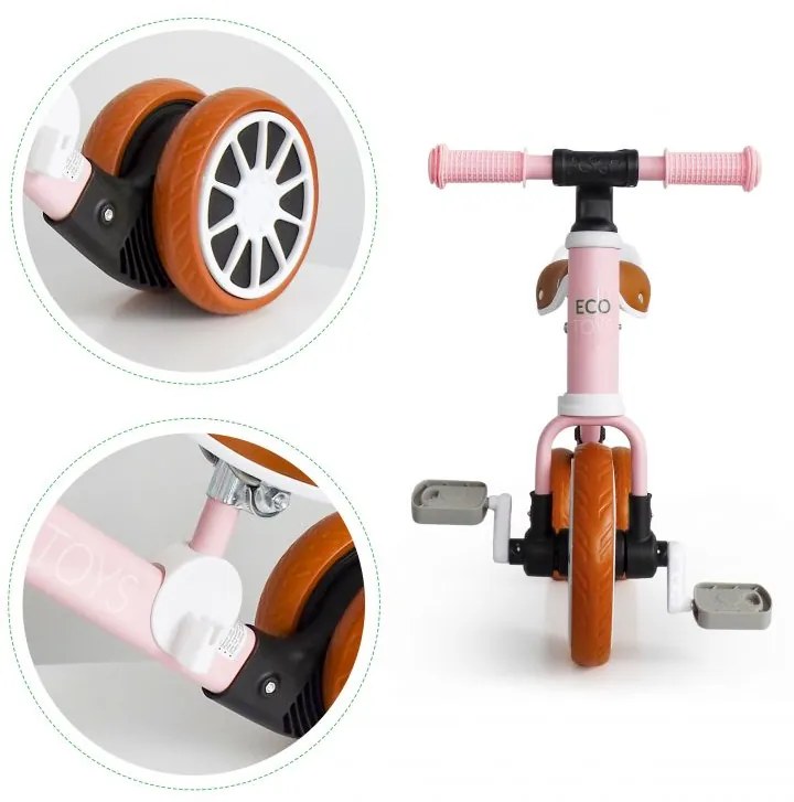 Triciclo di equilibrio per bambini in rosa ECOTOYS