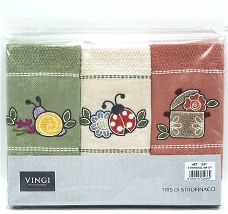 Set 3 pz Strofinacci in Cotone Vingi Susy