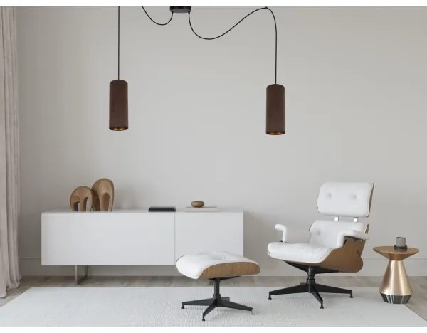 Lampadario a sospensione AVALO 2xE27/60W/230V marrone/rame