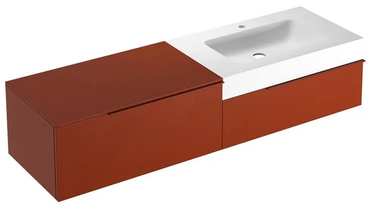 Mobile sottolavabo e lavabo Ginevra rosso siena L 170 x H 36 x P 51 cm