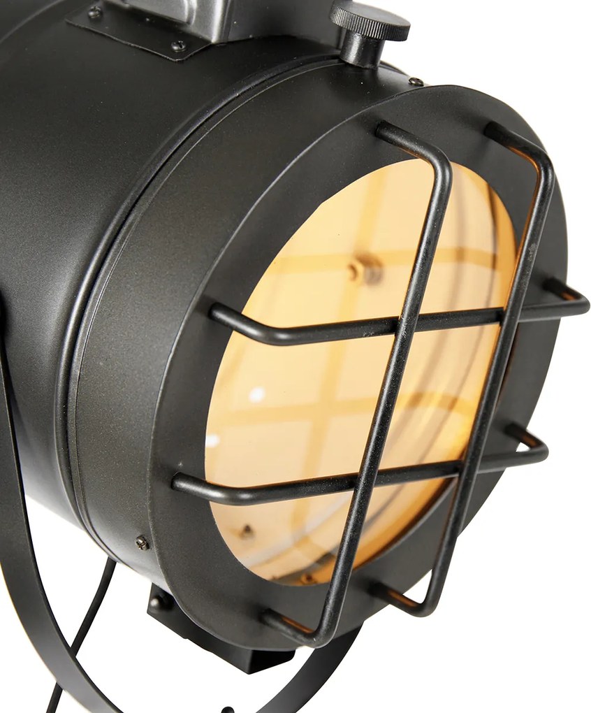 Lampada da terra a treppiede da studio nera con legno - Shiny