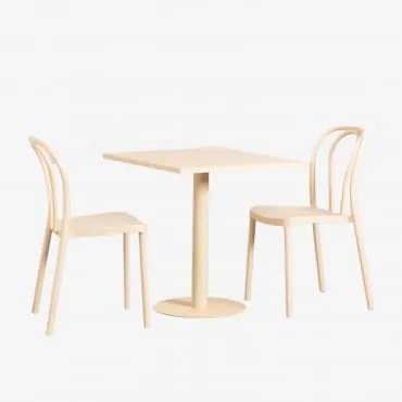 Set Tavolo Quadrato 70x70 cm e 2 Sedie da Giardino Mizzi Beige a - Sklum