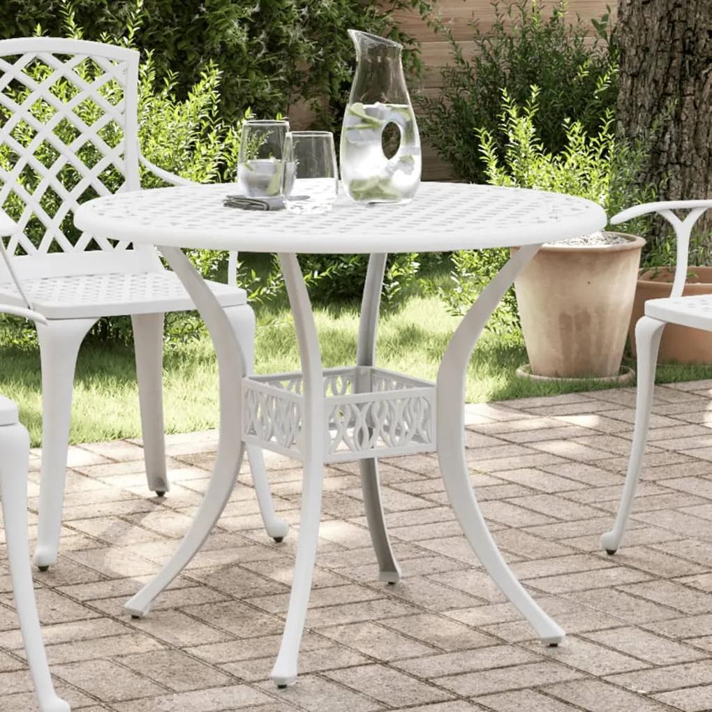Tavolo da giardino bianco Ø90x75 cm in alluminio pressofuso