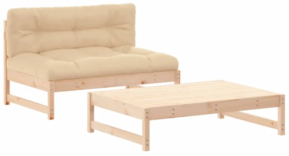 Set Divani da Giardino 2 pz con Cuscini in Legno Massello