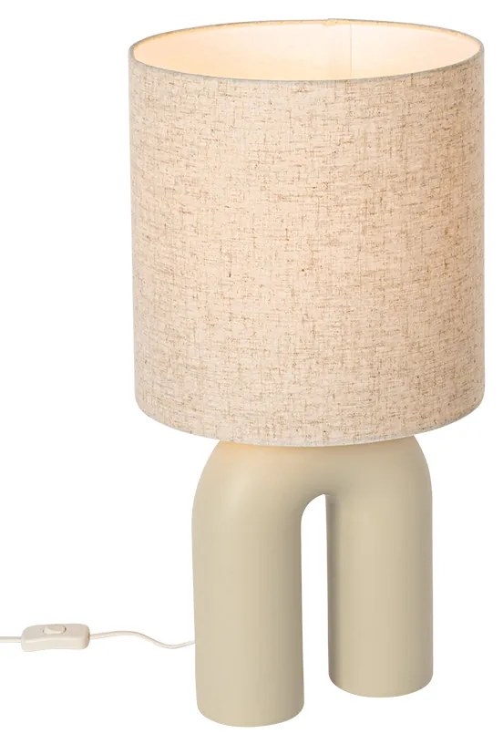 Lampada da tavolo di design beige con paralume in lino beige - Lotti
