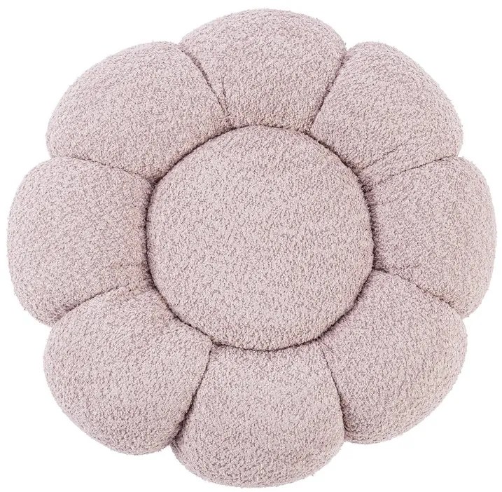 Pouf FLOREL in tessuto effetto bouclé rosa antico