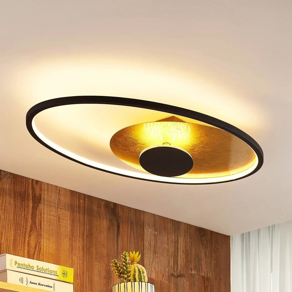 Plafoniera LED Lindby Feival, 73 cm, ruggine/oro, dimmerabile