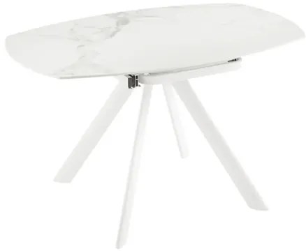Tavolo in pietra effetto marmo Bianco ROUND con piano girevole D135 cm