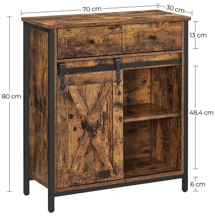 Armadietto con ante scorrevoli e cassetti FIRA marrone/nero