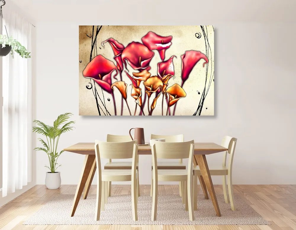 Quadro su tela – Fiori rossi di calla