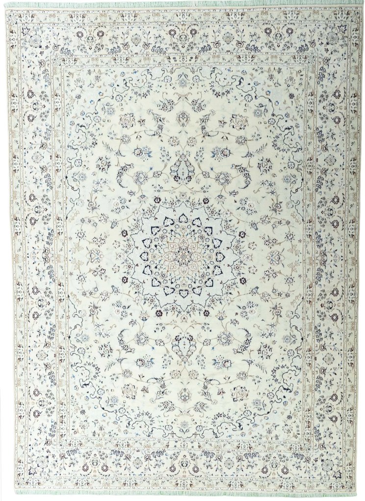 Nain Tappeto 340x240 Beige (Iran) Annodato A Mano