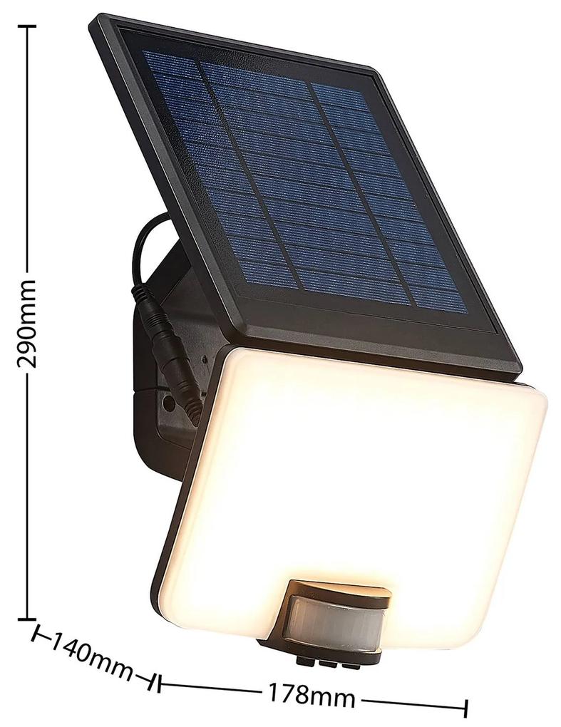 Prios Yahir applique LED solare, sensore, nero