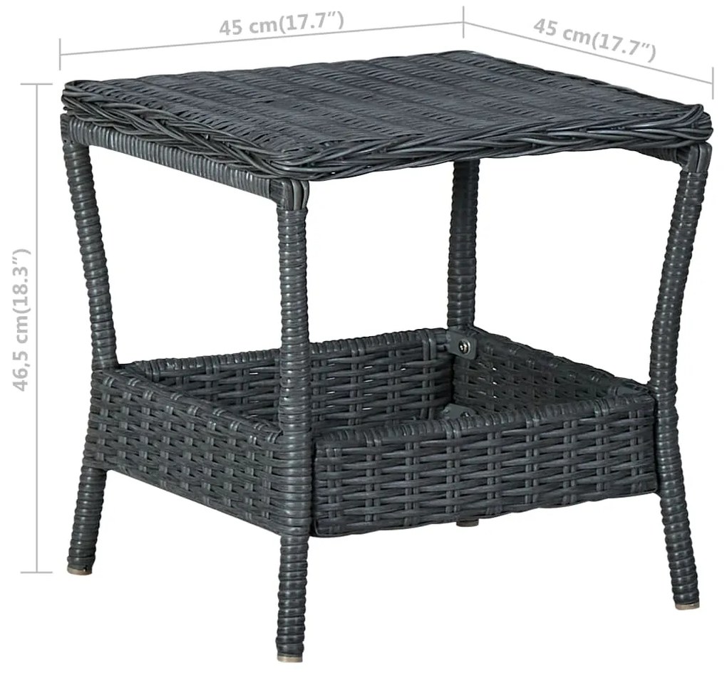 Tavolo da giardino grigio scuro 45x45x46,5 cm in polyrattan