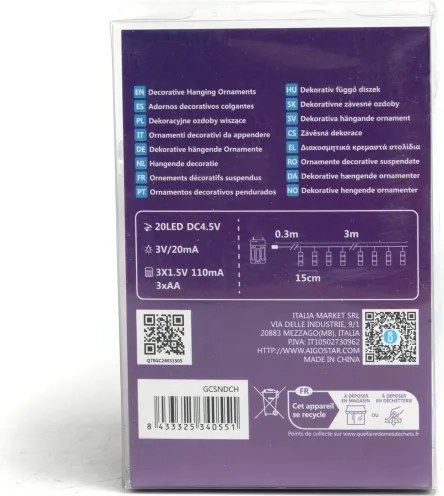 Aigostar - Catena decorativa LED con mollette 20xLED/3xAA 3,3m bianco caldo