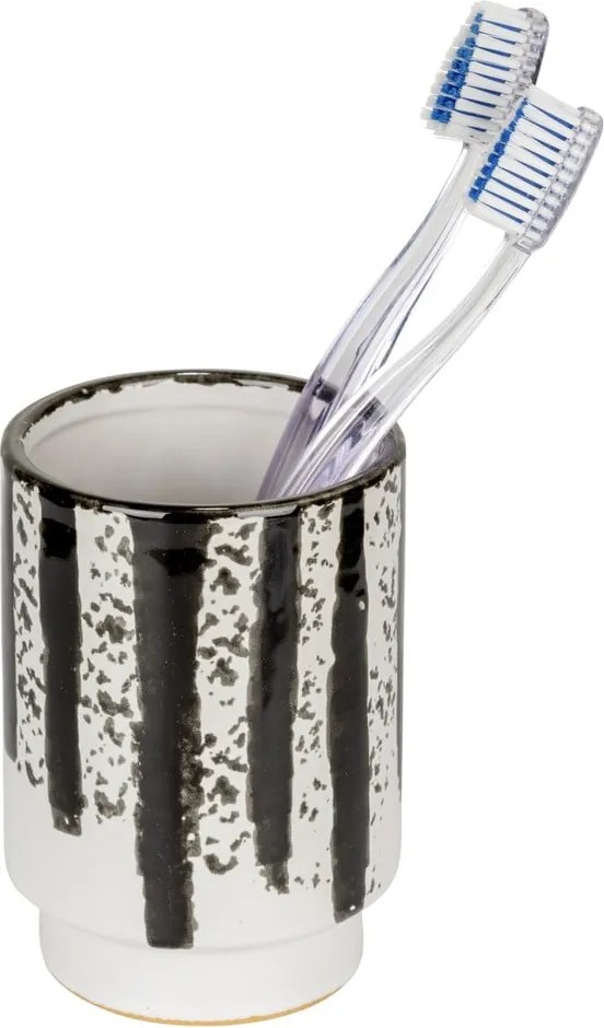 Portaspazzolino bianco e nero in ceramica Subiza – Wenko