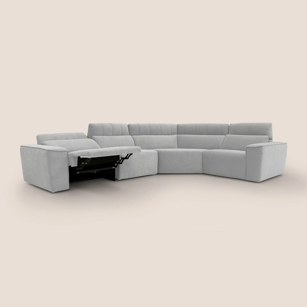 Clark Divano modulare angolare REVERSIBILE con opzione relax elettrico in tessuto smacchiabile impermeabile T17 grigio