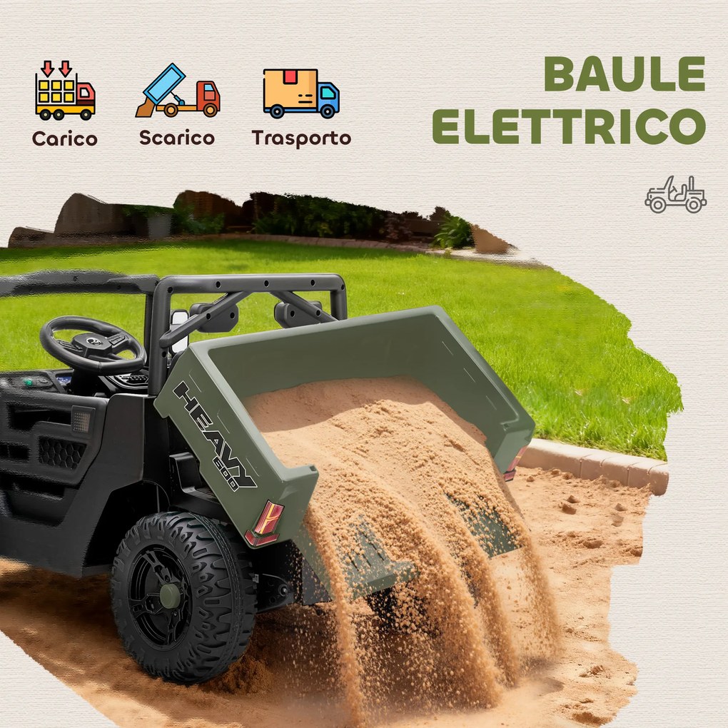 Macchina Elettrica Bambini 12V con Telecomando Sospensioni Bagagliaio e Musica Età 3-8 Anni Verde...