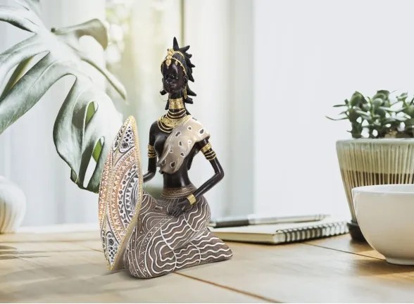 Masai Tribal Con Scudo Cm 13,5X9X24,5