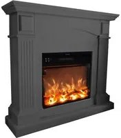 Caminetto Fuego Galia Gris a Parete Con Cornice Telecomando e Bruciatore 1500w Grigio