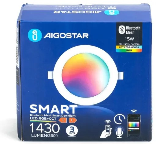 Aigostar - Set da 3 faretti LED RGBW dimmerabili da incasso MESH 15W/230V 2700K–6500K Ø17 cm