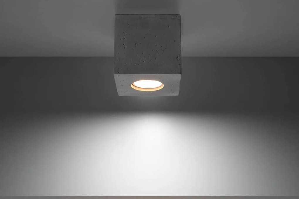 Plafoniera in Cemento Levigato da soffitto QUAD GU10 Grigia da interno