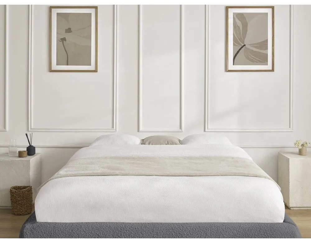 Letto matrimoniale imbottito grigio scuro con contenitore/senza testiera con rete inclusa 160x200 cm Inera – Bobochic Paris