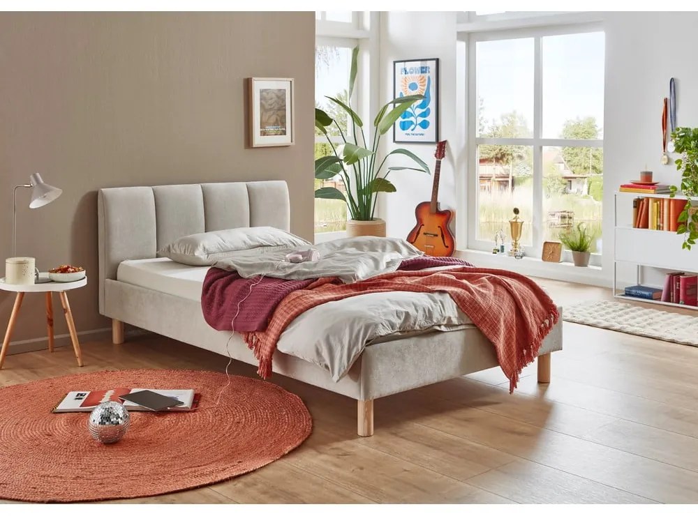 Letto singolo imbottito beige rete non inclusa 120x200 cm Joker – Meise Möbel