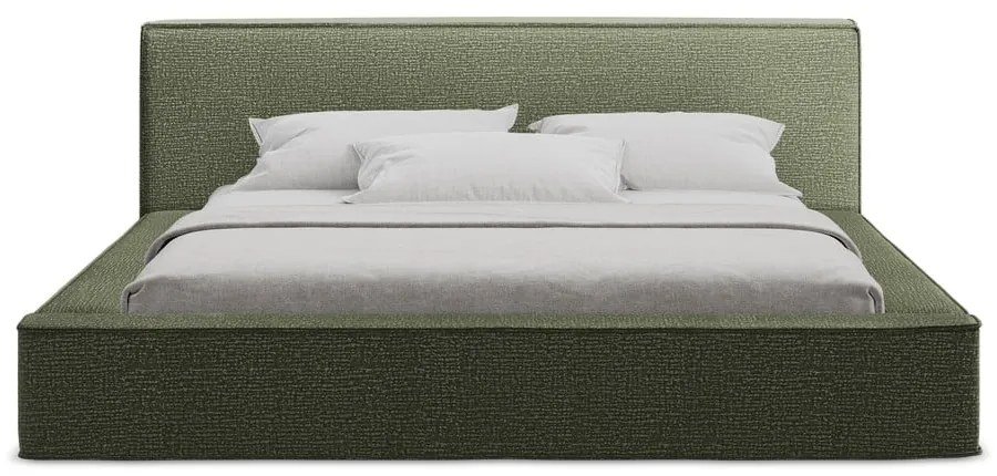 Letto matrimoniale imbottito verde con contenitore e rete inclusi 180x200 cm Noho – Makamii