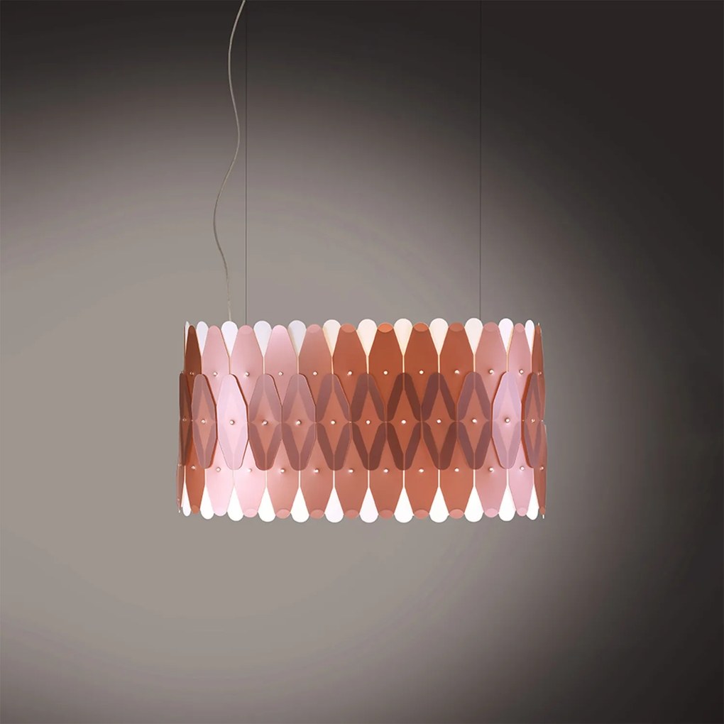 Lampadario Moderno Ovale Amanda Polilux ® Rame E Metallo Cromo 3 Luci E27