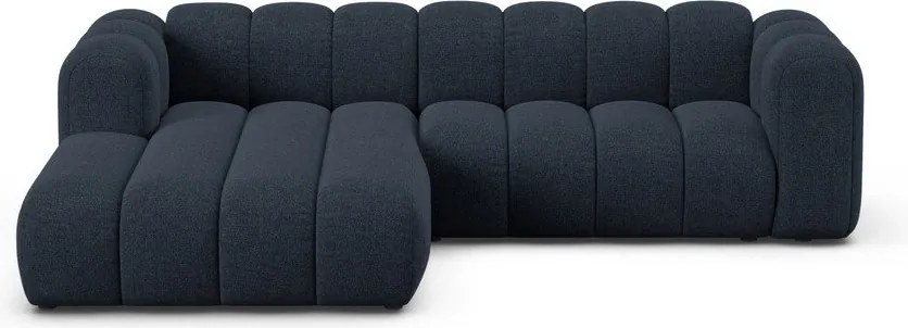 Divano angolare blu scuro (con penisola a sinistra/con chaise lounge) con rivestimento in ciniglia Lupine – Micadoni