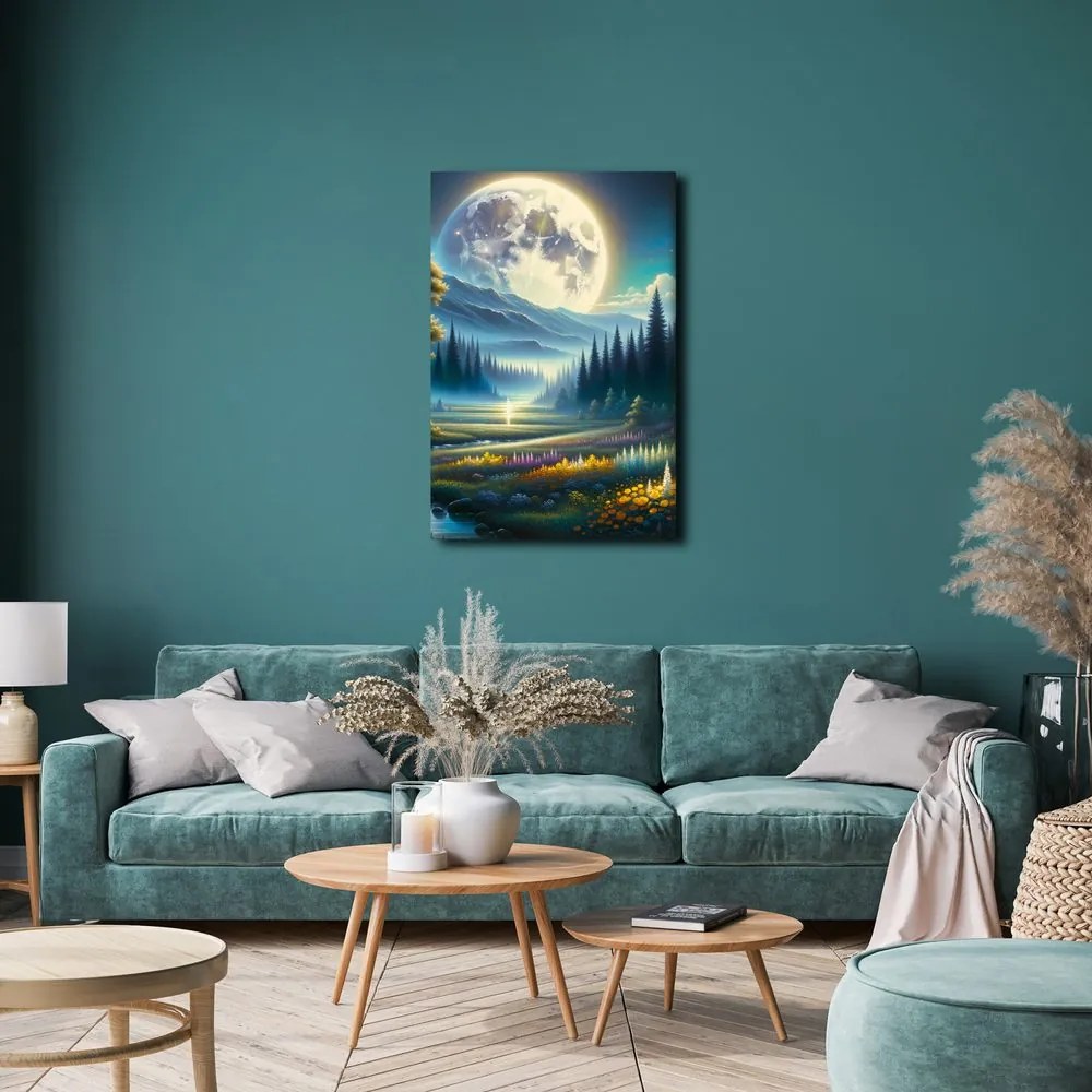 Quadro su tela – Natura notturna tranquilla con fiume